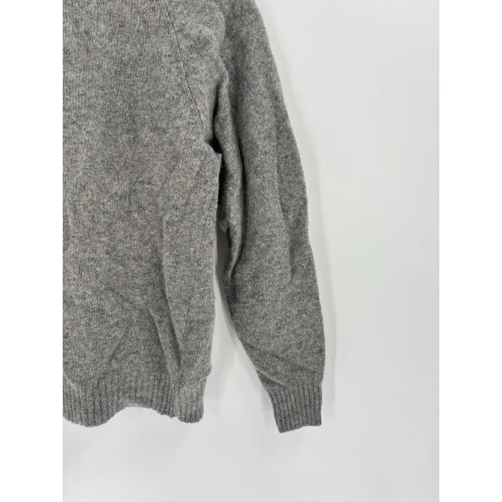 White Wheeler & Martha Sweater Womens Medium Gray Wool Rabbit Hair 1/4 Button